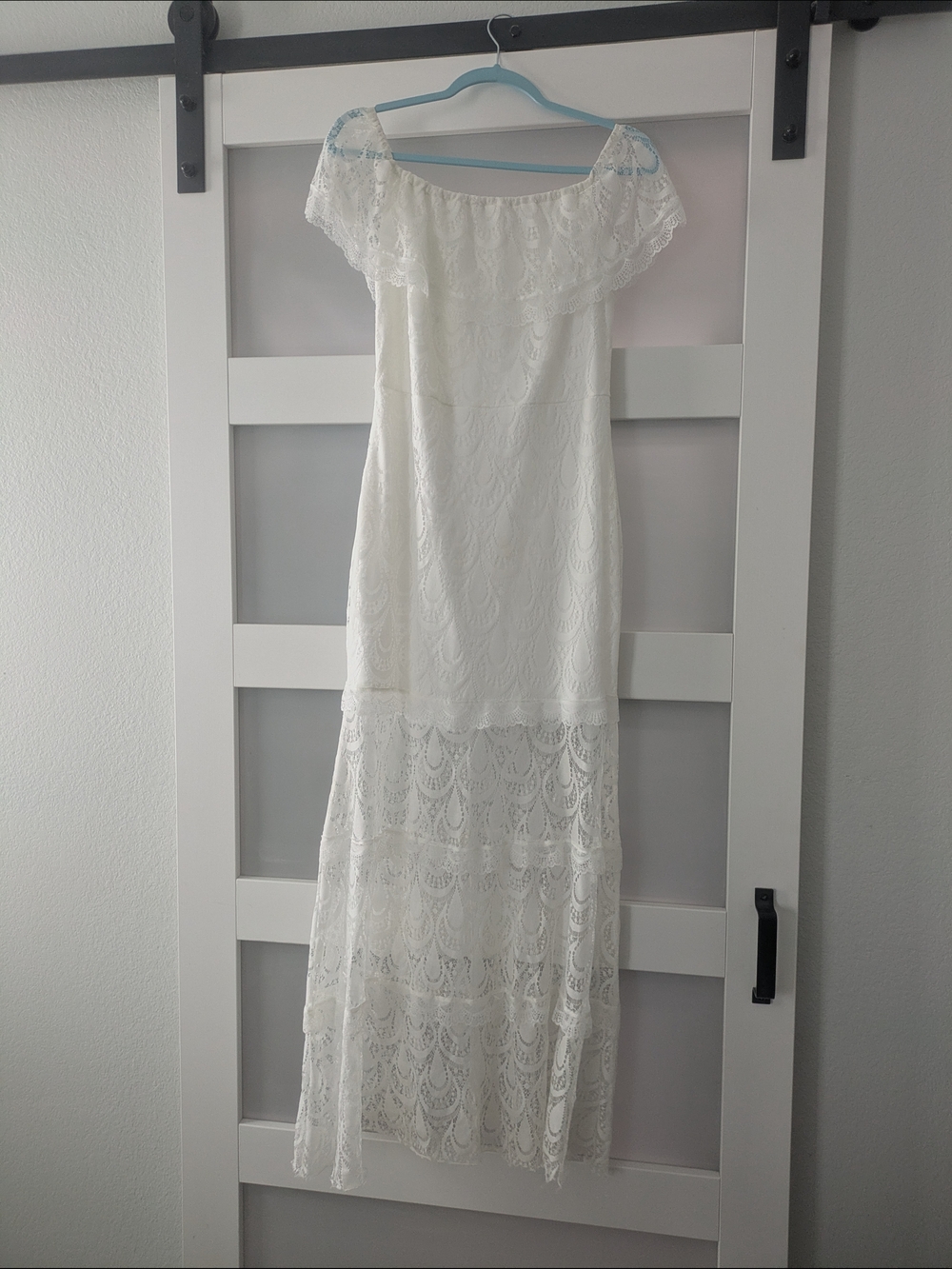 White Lace Off-Shoulder Maxi Dress